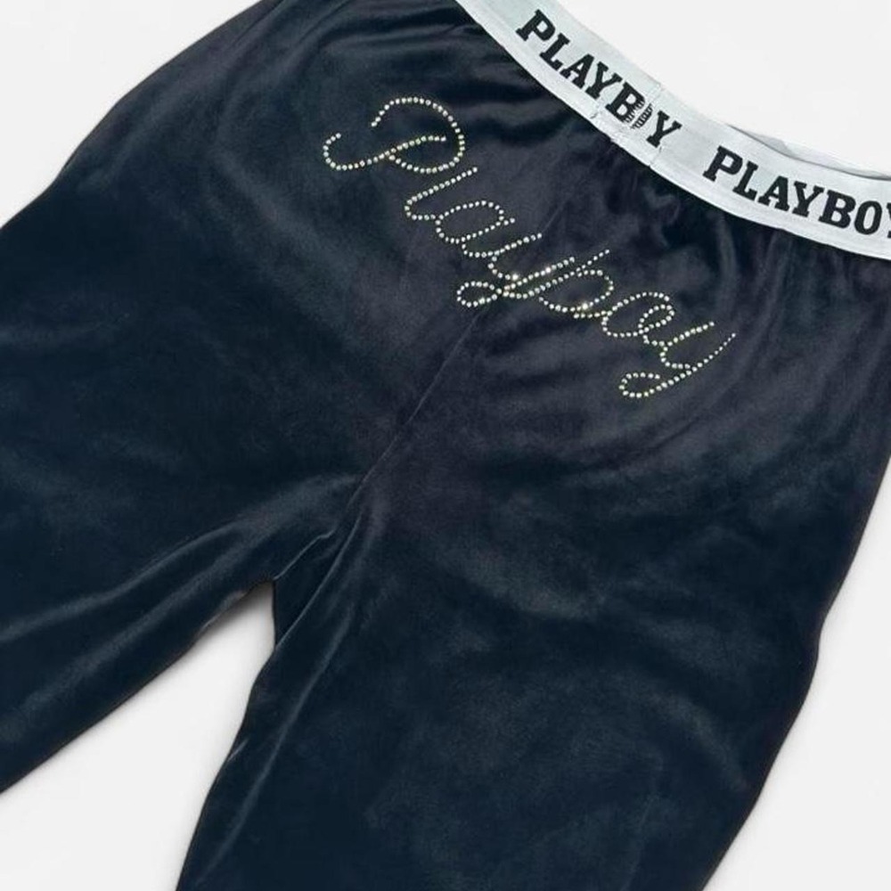 Playboy Velour Jogger, Y2K Style, Rhinestone Back, Size Small